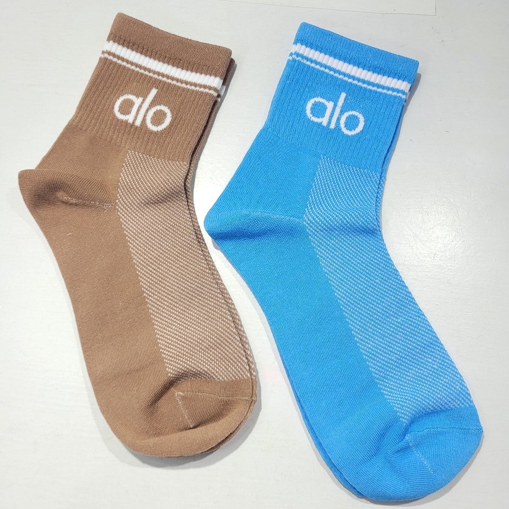 ALO YOGA HALF-CREW THROWBACK SOCK BUNDLE OF 2  SIZE L